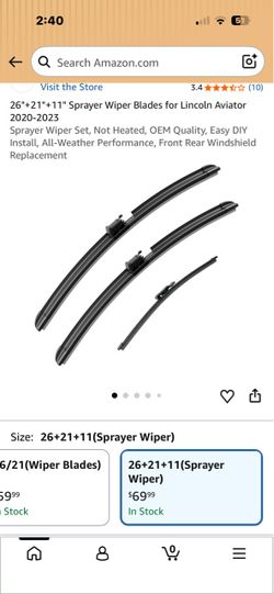 Wiper blades for Lincoln Aviator 2020-2023