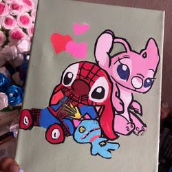 Stitch And Angel Painting 