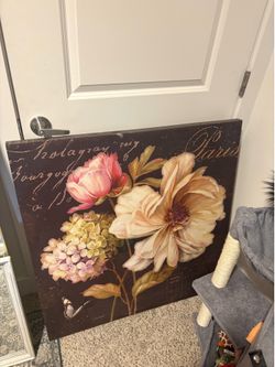 Large Boho/ Modern/ Farmhouse Floral Canvas- Wall Art
