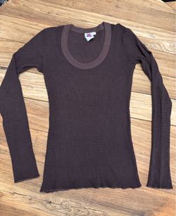 Vintage Sharon Segal long sleeve waffle knit thermal top scoop neckline Small