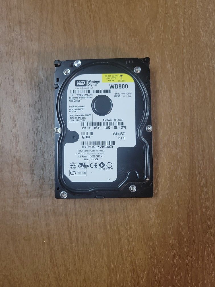 Western Digital


WD800

S/N: WCAM(contact info removed)0 Enhanced IDE Hard Drive
