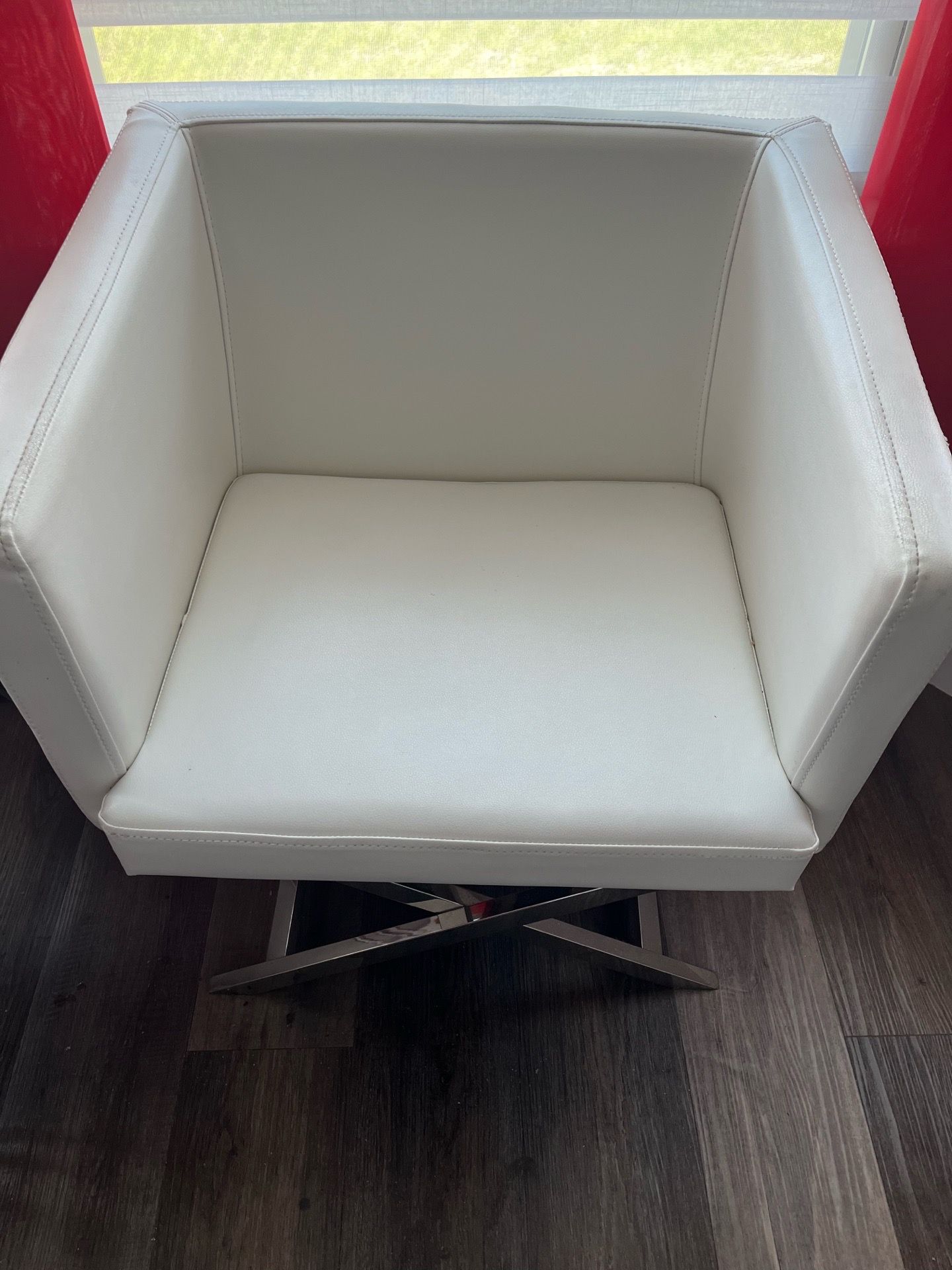 A Pair of Faux Leather Chairs-White