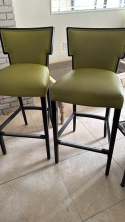 New! Leather bar stools, green