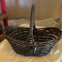 Dark Brown Woven Basket with Handle