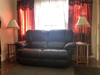 Leather Loveseat and End Tables