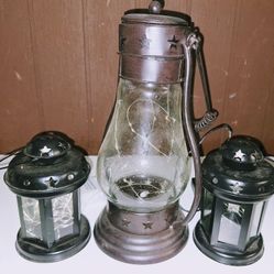 Battery Operated LED Lantern Indoor Or Outdoor Decor Set