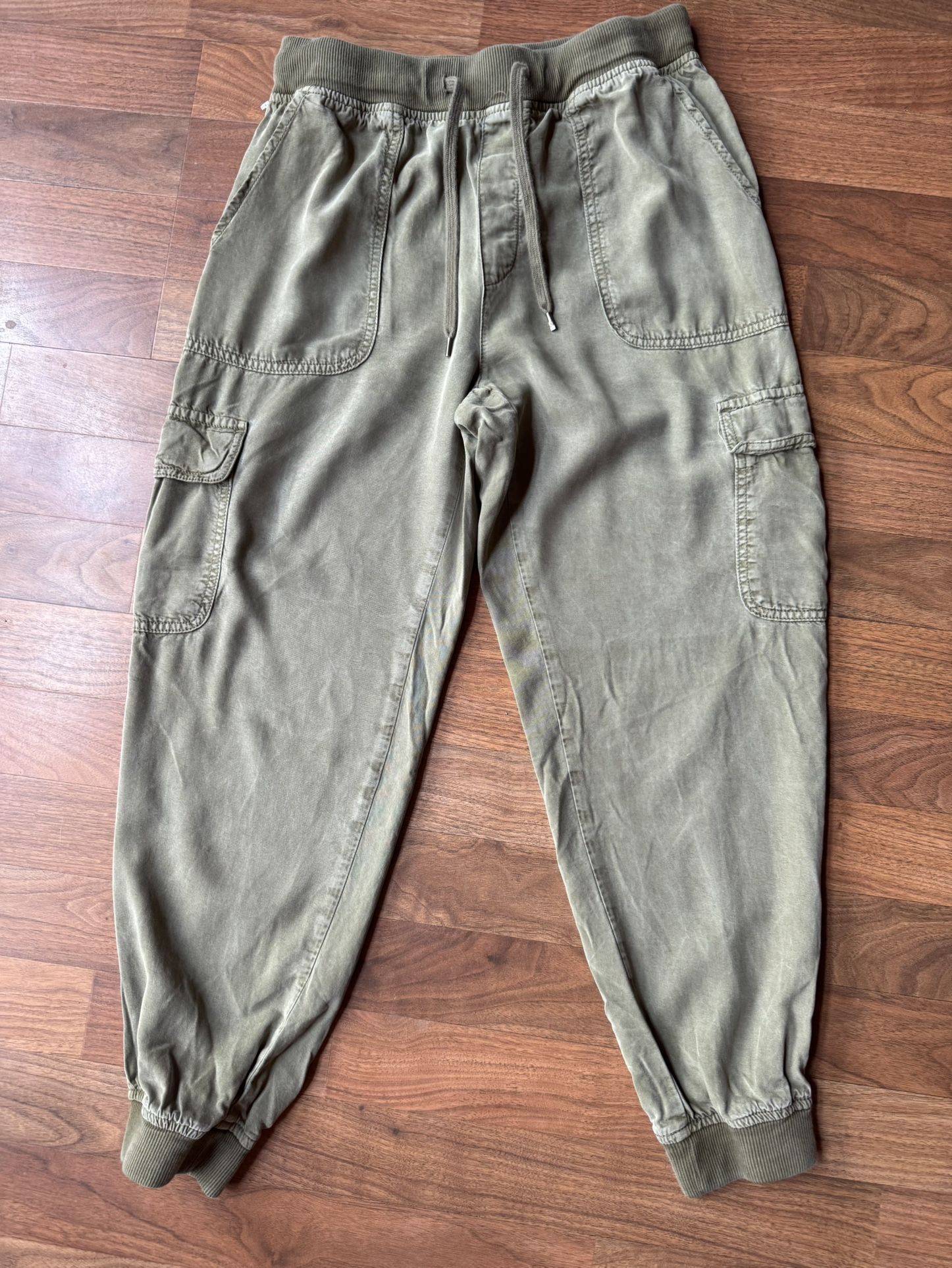 American Eagle High Waisted Hi Rise Jogger Pants Cargo Relaxed Green Womens MED