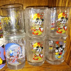 Vintage And Modern 1970s - 2010s Disney Winnie The Pooh Looney Tunes Muppets Jack Skellington Mickey Mouse Donald Duck Las Vegas Glassware Cups Mugs