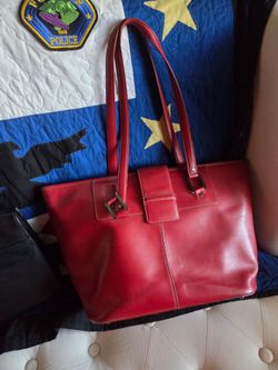 Red leather hand bag