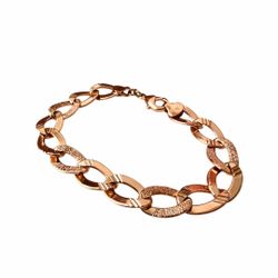 Textured Cuban Link Chain Bracelet – Rose Gold Plated | Diamond Cut Modern State