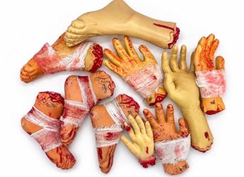 Halloween Fake Body Parts Hands Feet Bloody Prop Lot