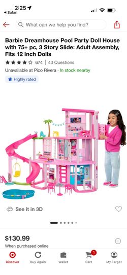 Used- great condition Barbie dream house pool party