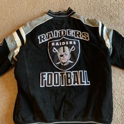 2XL Men’s G-III NFL  Las Vegas  Raiders  Varsity Suede Leather Jacket *Flawed*