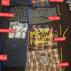 Button up, long sleeve, short sleeve men XL