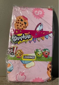 Still sealed in packaging,Shopkins brand girls leggings,size 4