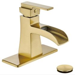 Brushed Gold Bathroom Faucet Sink Single Hole
