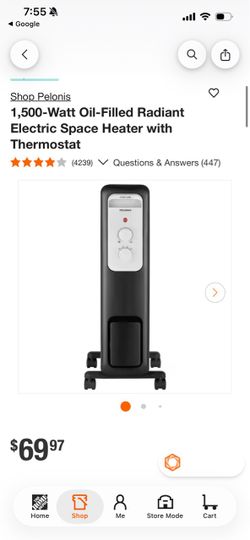 Pelonis 1500W Oil-Filled Radiant Electric Space Heater