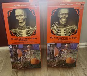 Spooky Village 60-Inch LED Pose-N-Stay Skeleton (x2)