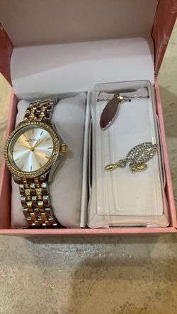 Ellen Tracy watch, necklace, earrings set