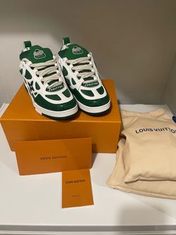 Green and white Louis Vuitton low-top sneakers Size 8.5