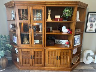 Office Oak Lighted Cabinet