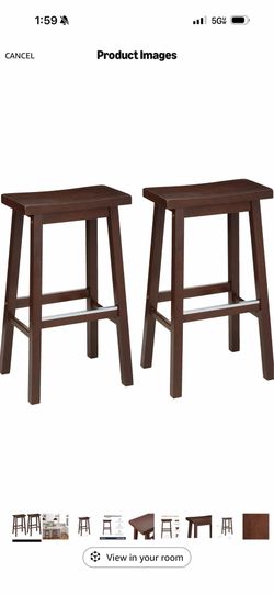 29 inches Amazon Basics Solid Wood Saddle-Seat Counter Height Bar Stools for Kitchen Island and Home Bar with Footrest