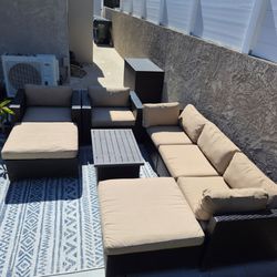 ๐ฅ 8 Piece Luxury All Weather Outdoor Patio Furniture Set Sectional Glass Table Storage Rug Cushions Yard Backyard Wicker Home
Overall Good Condition