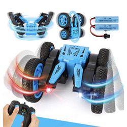 Remote Control Car for Kids- 4WD RC Cars Remote Control Stunt Toy Doubile Sided Rotating Tumbling 360° Flips, 2.4GHz Fancy Wheel Tricks with Led Head-