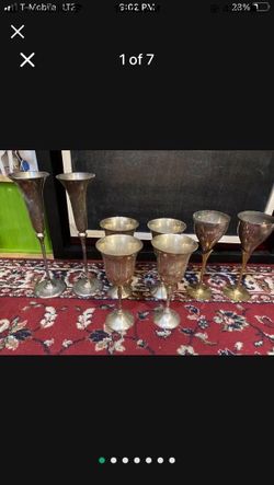 Lot of 3 sets of Silver Played Glasses, 8 ct, need to be polished, never used