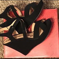 NEW Black Velvet Wedges 