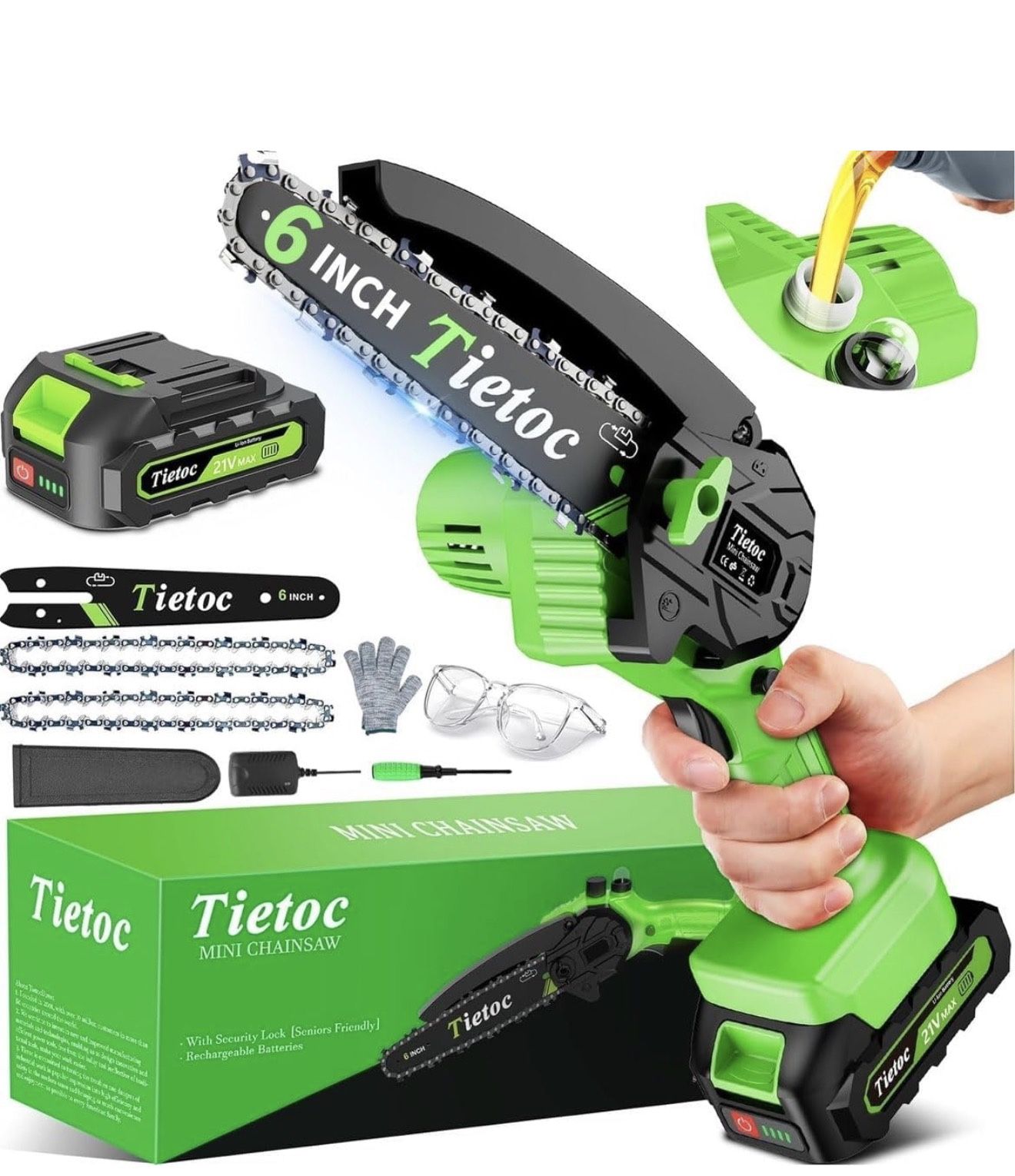  6 Inch Mini Electric Chainsaw Cordless Battery Powered, Hand Held Saw for Wood/Trees Trimming,