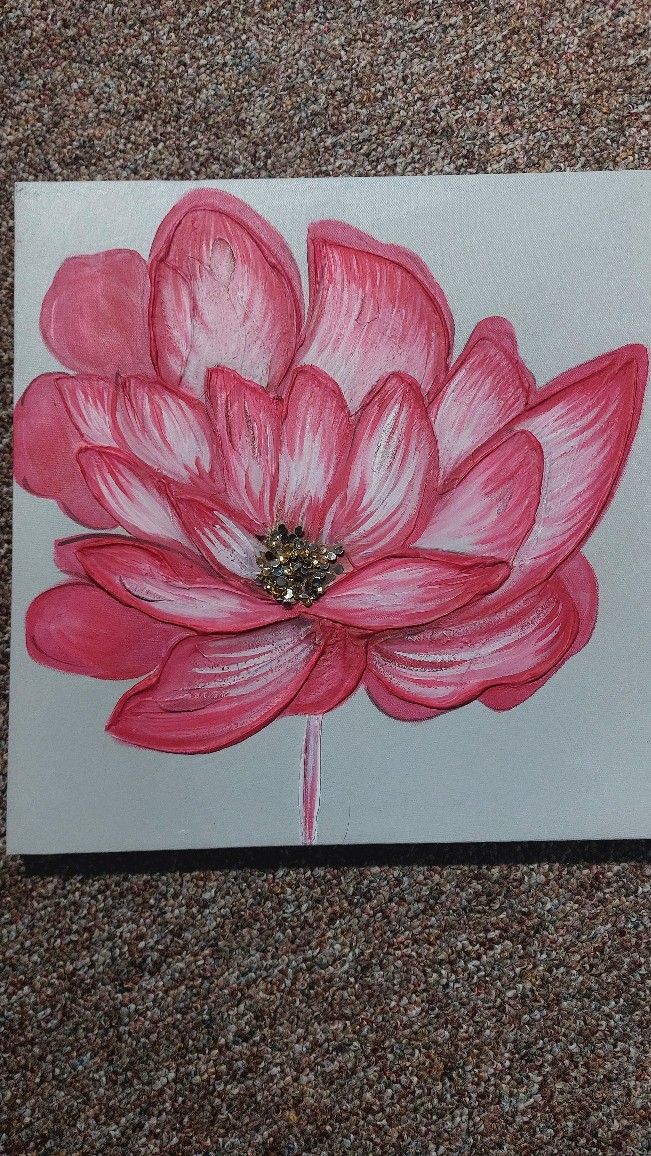 Pink Flower On Canvas