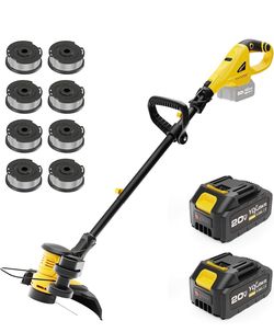 LDlawn 12-inch 20V Cordless String Trimmer with Charger, 2 X 4Ah Battery Powered Grass Mover with Auto Line Feed, 2 in 1 Lawn Edger with 8 Pcs Grass C