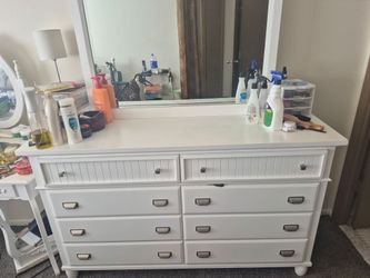 White Solid Wood Dresser and Chest Set