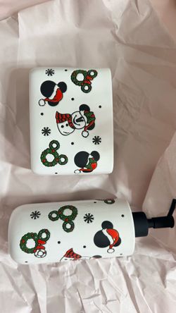 Disney Christmas bathroom soap dispenser toothbrush holder