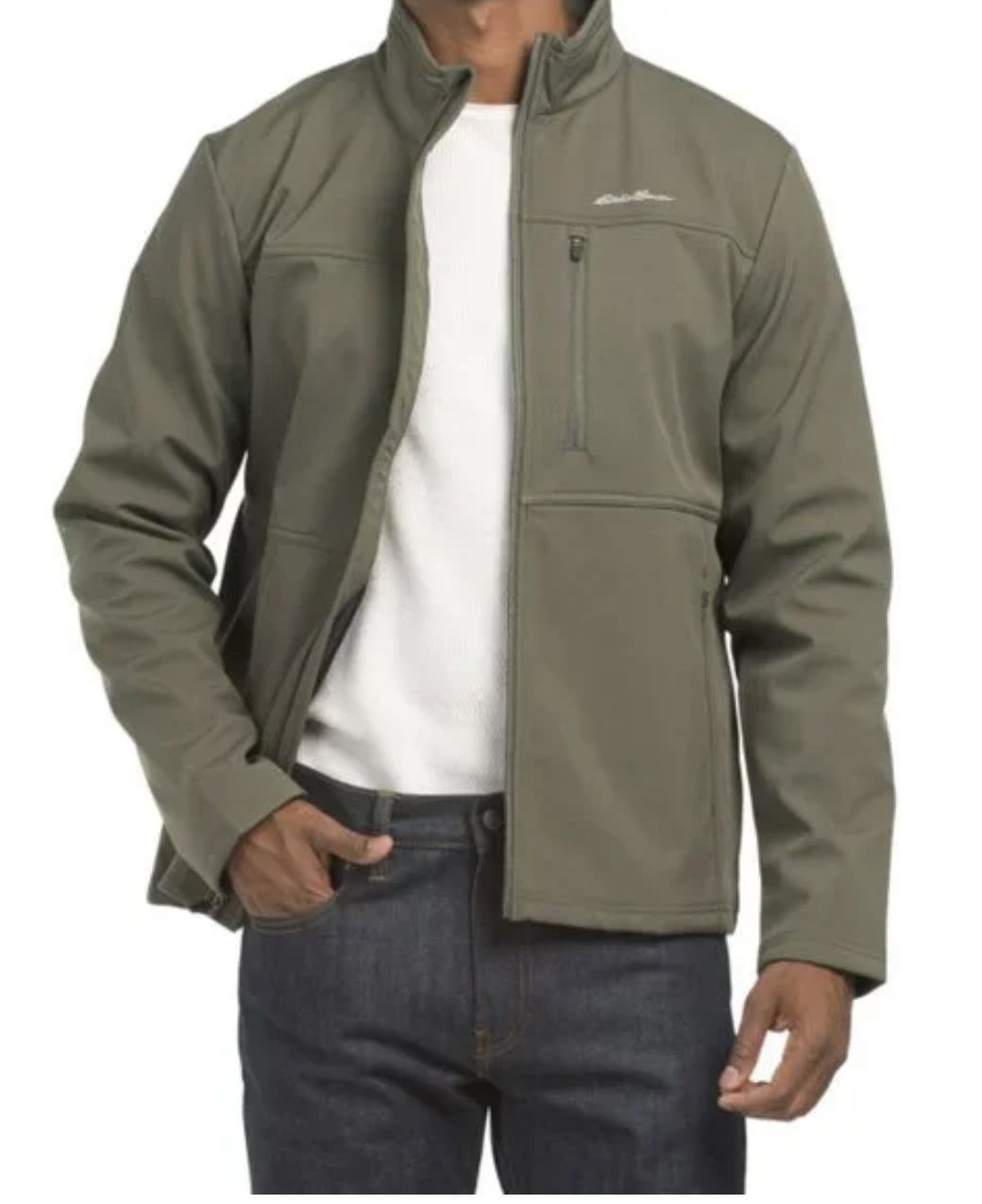 EDDIE BAUER Olive Harbor Full Zip Soft Shell Jacket