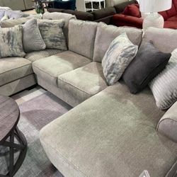 Ardsley Pewter Gray Huge Sectional Sofa With Chaise /P