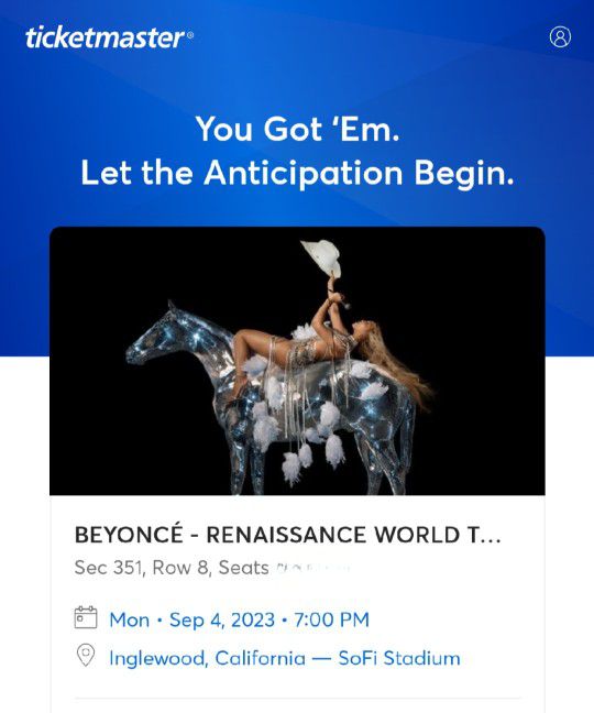 Beyonce Renaissance World Tour Tickets 