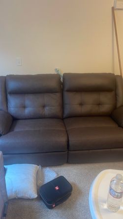 Dark Brown Leather Recliner Sofa