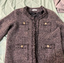 chanel inspired black tweed jacket