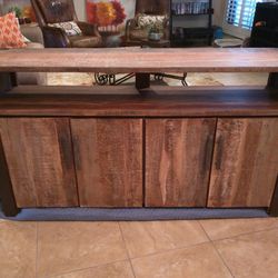 Solid Wood and Metal Console