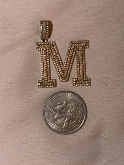 10k Yellow Gold & Diamond Pendant  Letter “M”