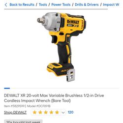 DeWalt Impact Wrench Xr 20v  Tool Only  2 Drills Available 