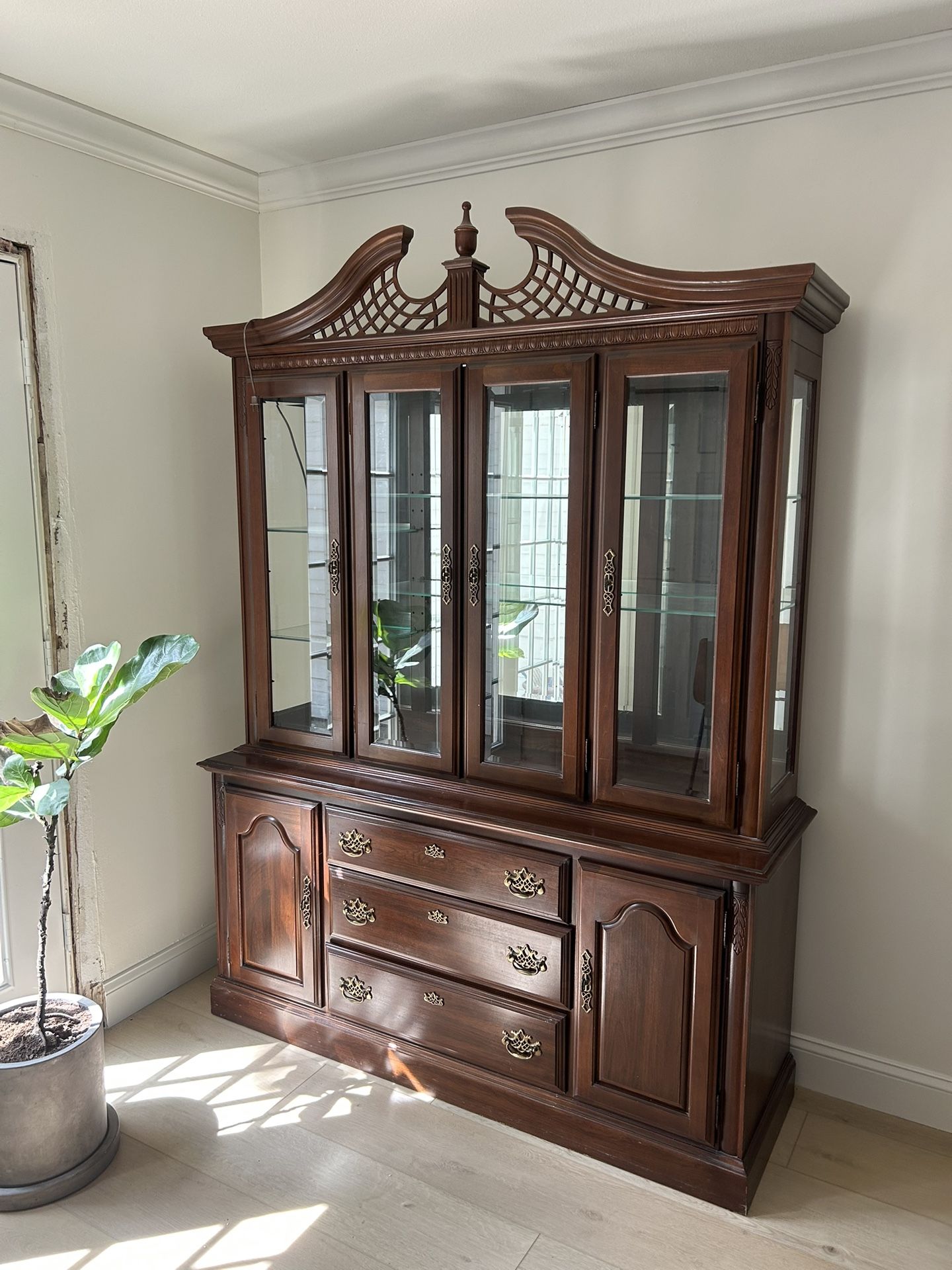 Walnut Veneer Hutch For Sale 