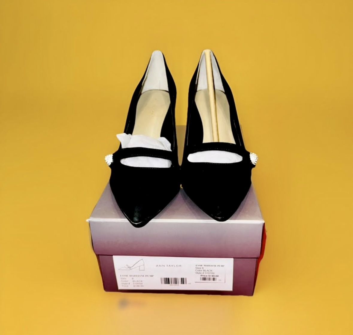 Ann Taylor Essie Mary Jane black suede pumps in size 8.