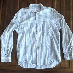 Old Navy Everyday Shirt Mens Large Striped Button Up Long Sleeve Coastal