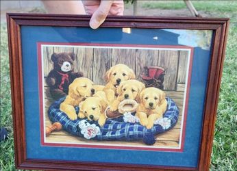 NEW "Golden Blessings"  Wall Art Picture  By Home Interiors And Gifts 1997 by Linda Picken  Dogs