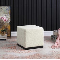  Cube Ottoman Home Décor |Square Ottoman - Cream Boucle