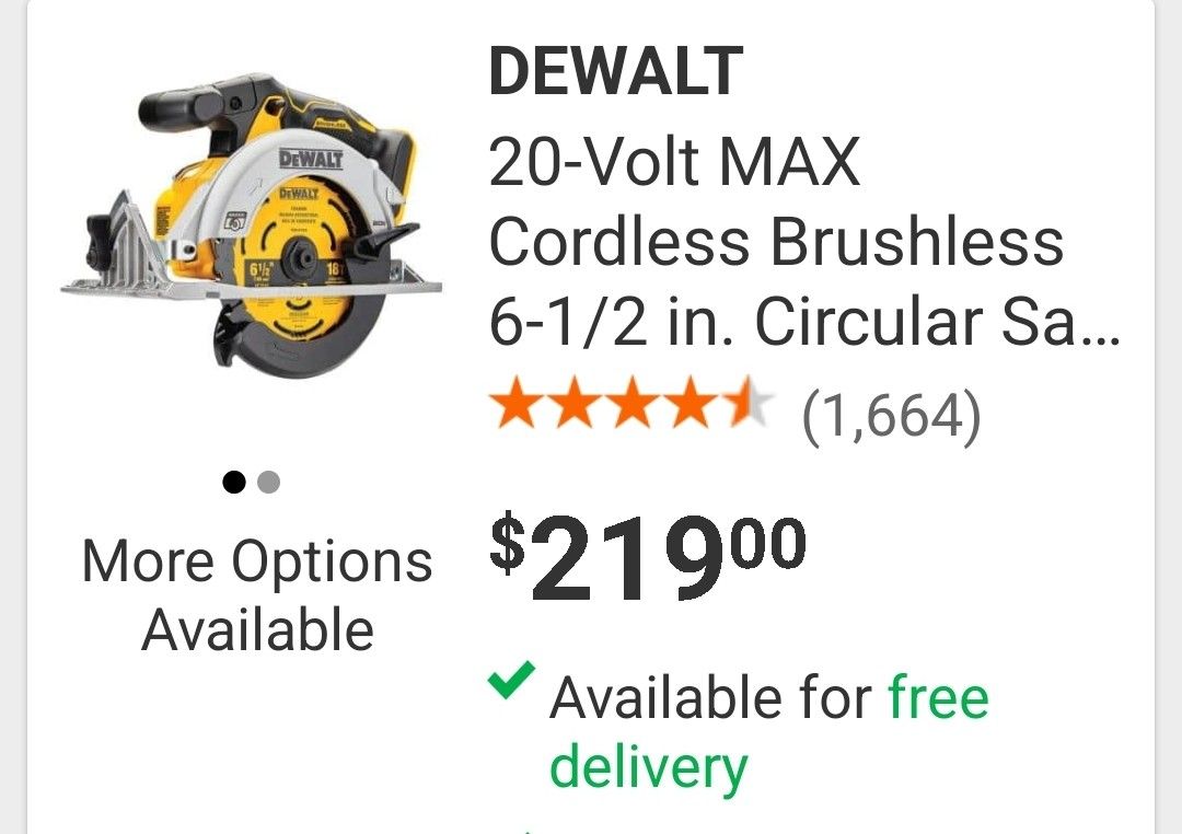 NEw, NUEVO, DCS565B, 20 Volt MAX Cordless Brushless 1/2