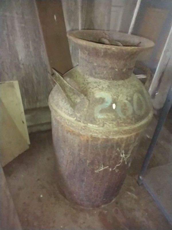 2 Antique Metal Milk Containers